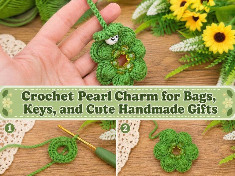 Crochet Pearl Charm for Bags, Keys, and Cute Handmade Gifts z