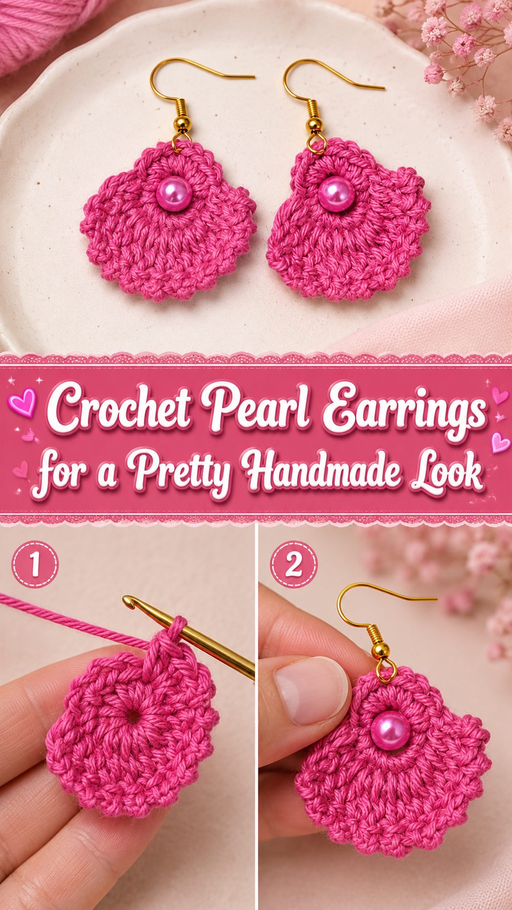 Crochet Pearl Earrings for a Pretty Handmade Look