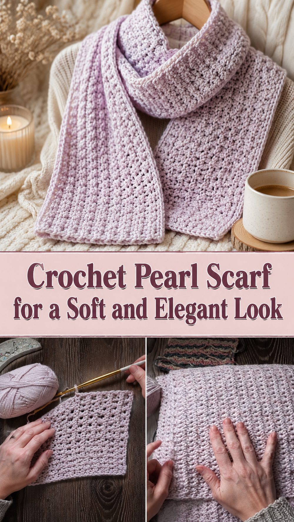 Crochet Pearl Scarf for a Soft and Elegant Look