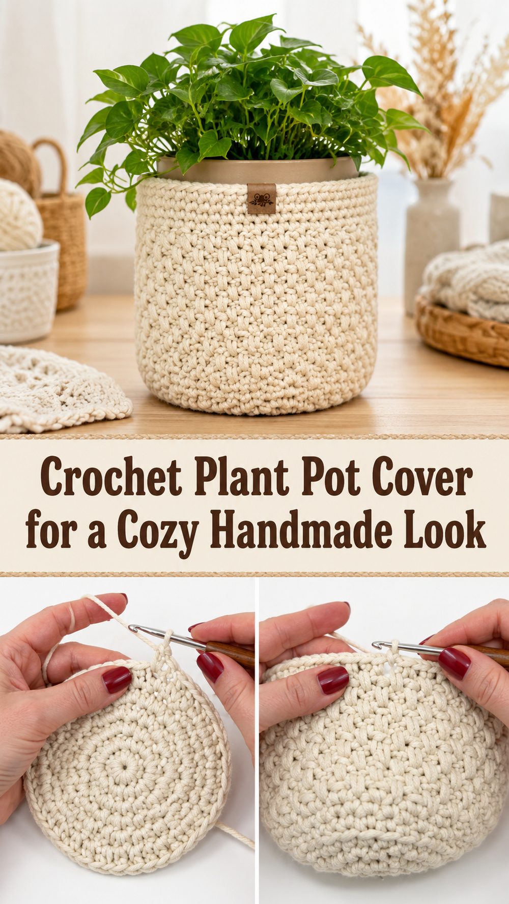 Crochet Plant Pot Cover for a Cozy Handmade Look