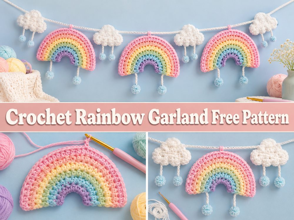 Crochet Rainbow Garland Free Pattern z