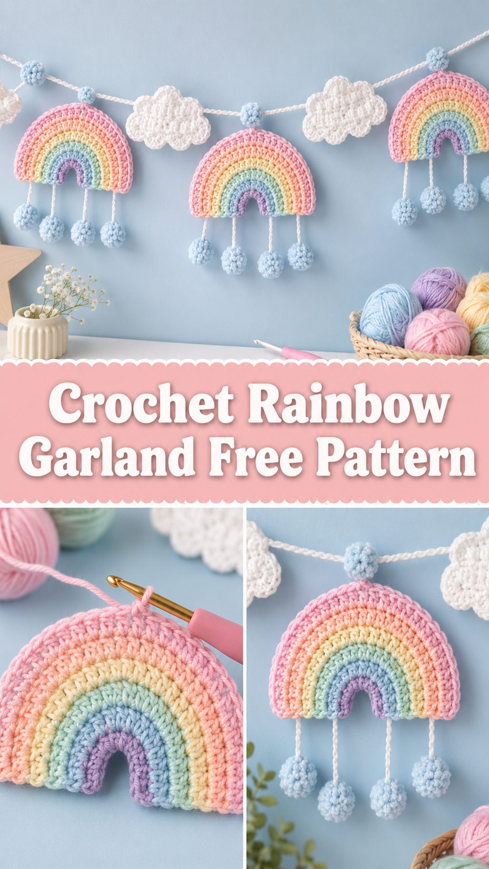 Crochet Rainbow Garland Free Pattern