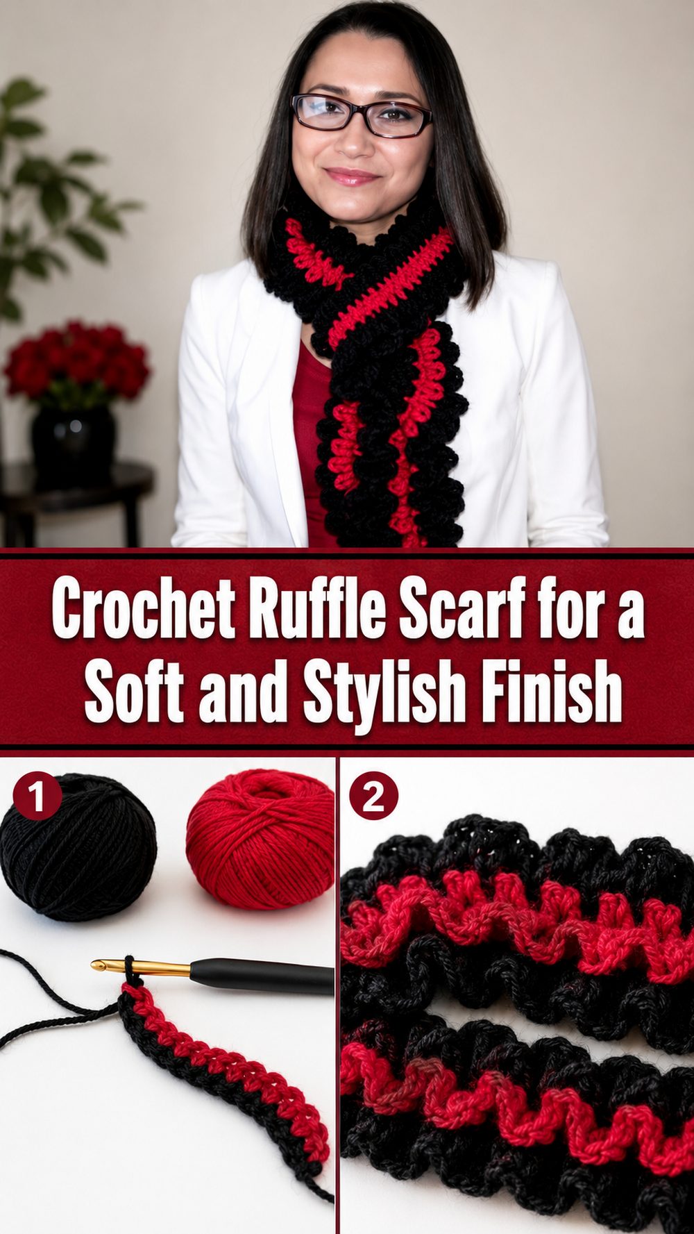Crochet Ruffle Scarf for a Soft and Stylish Finish