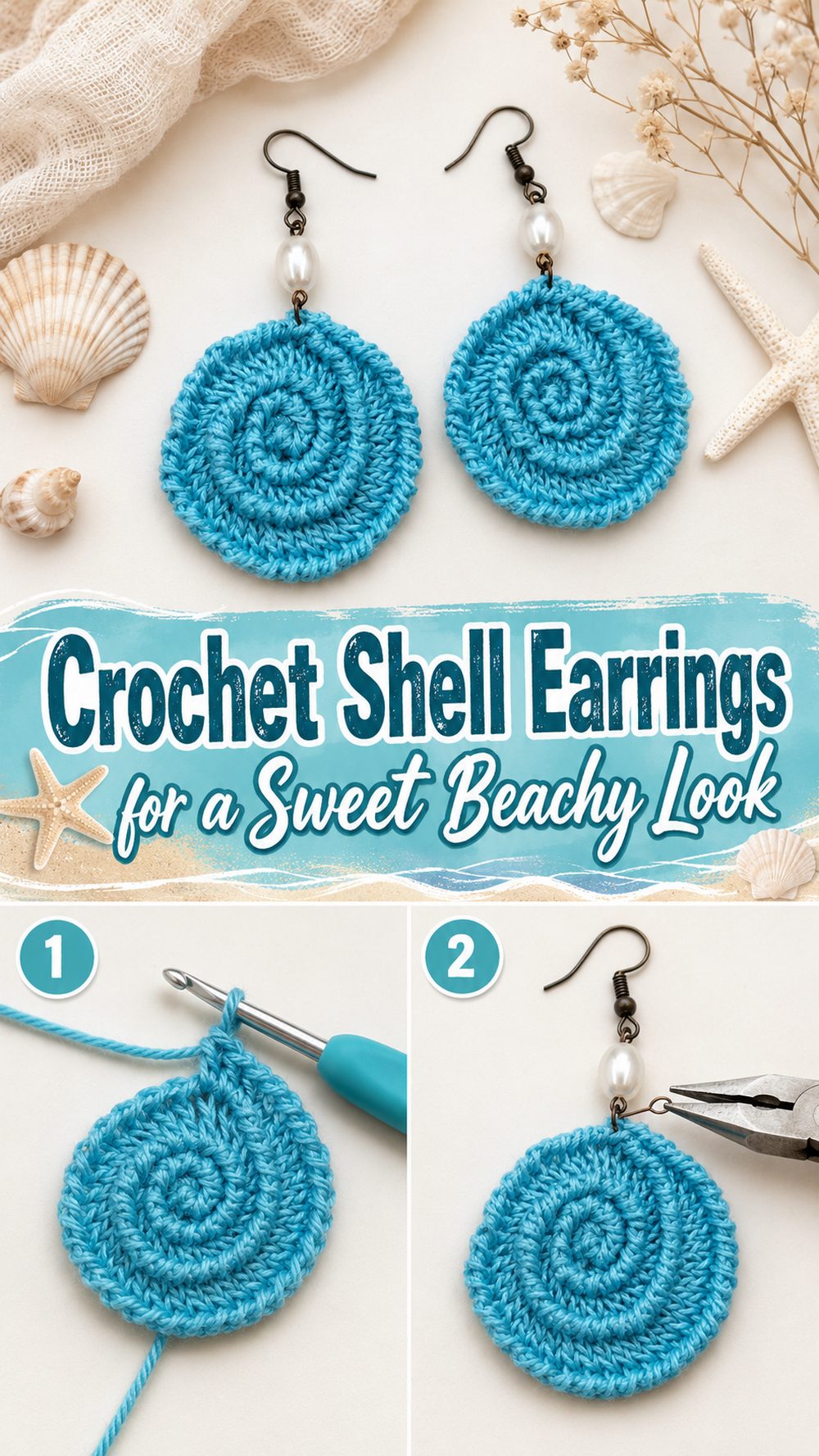 Crochet Shell Earrings for a Sweet Beachy Look