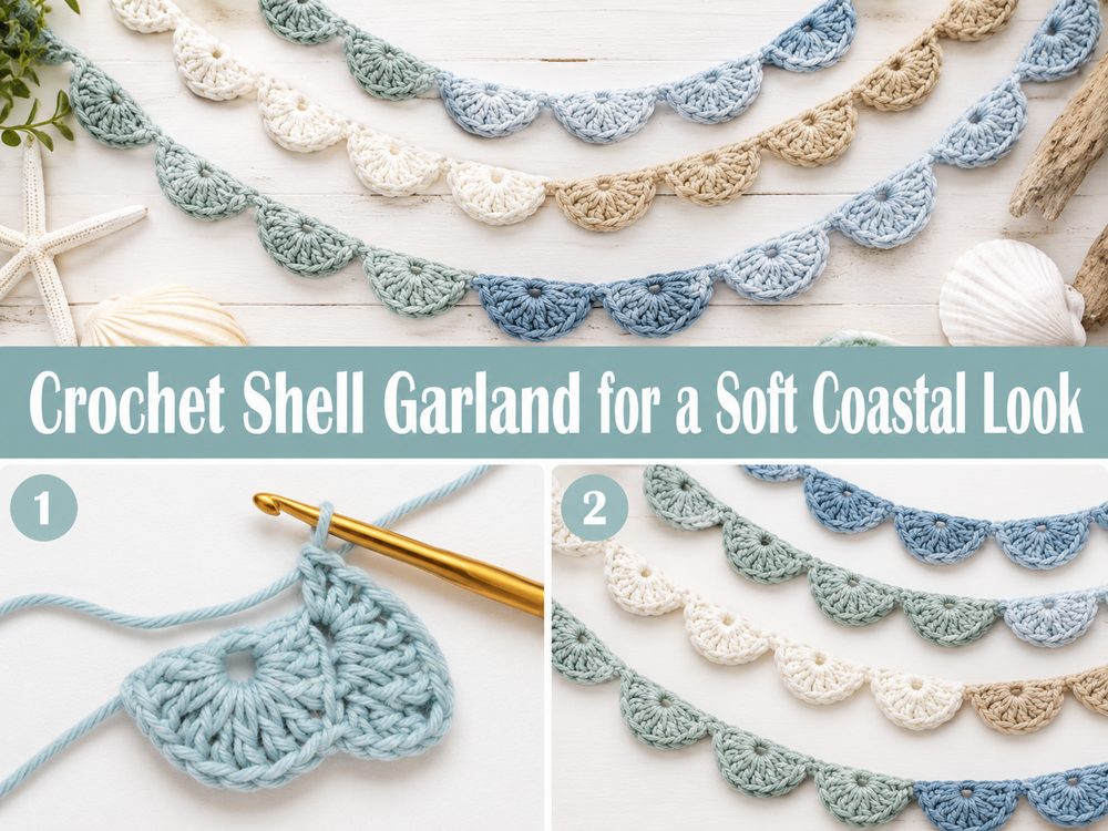 Crochet Shell Garland for a Soft Coastal Look a