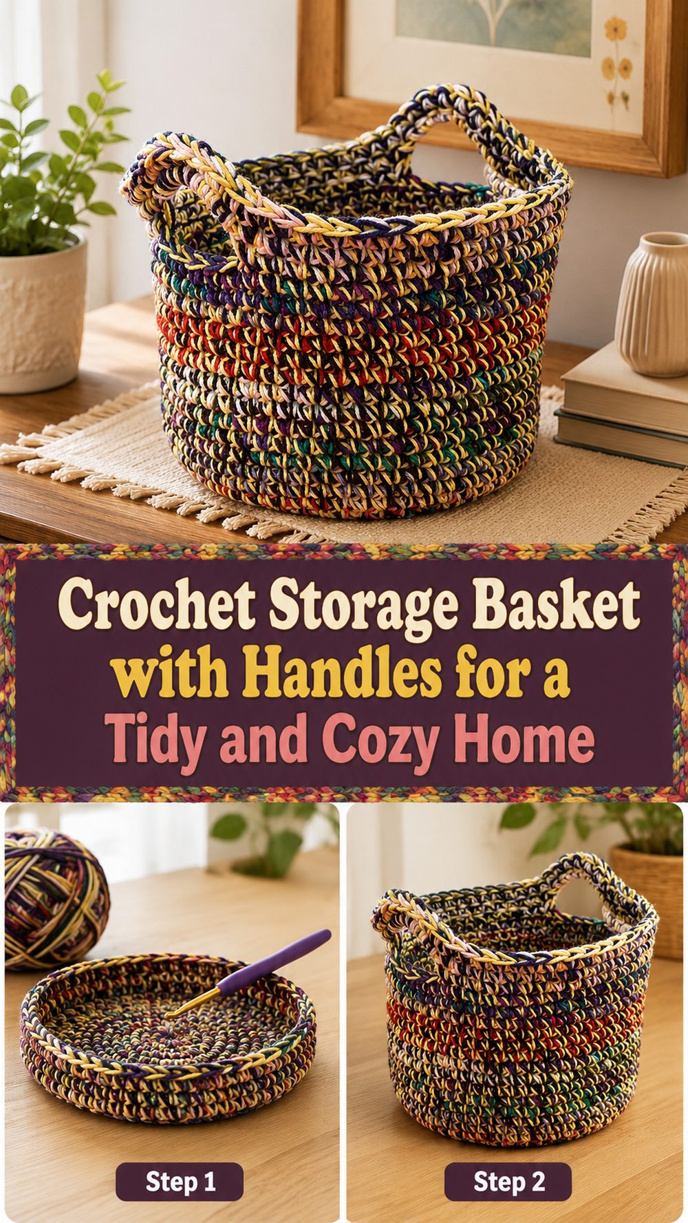 Crochet Storage Basket with Handles for a Tidy and Cozy Home - Katy ...