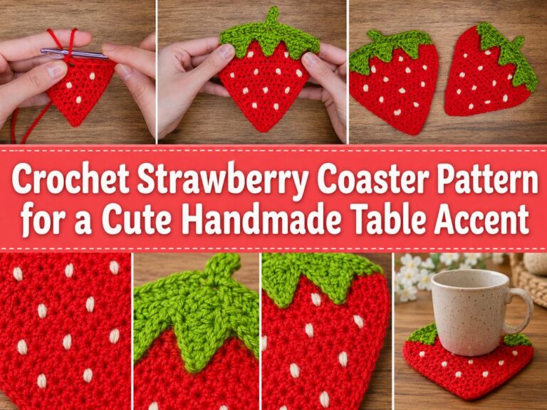 Crochet Strawberry Coaster Pattern for Handmade Table Accent