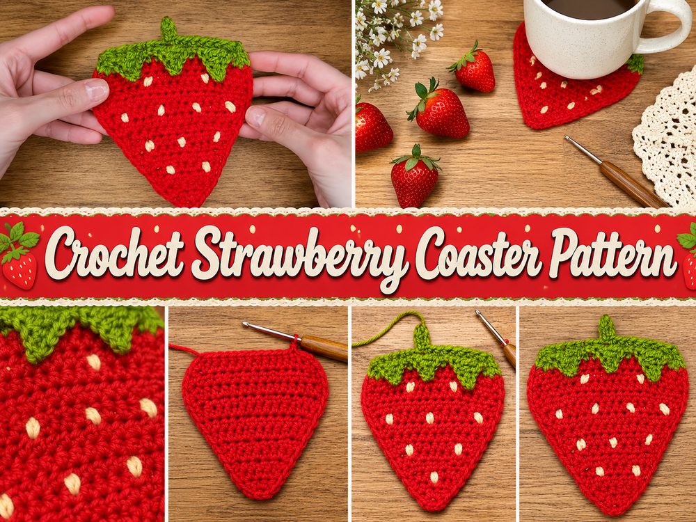 Crochet Strawberry Coaster Pattern