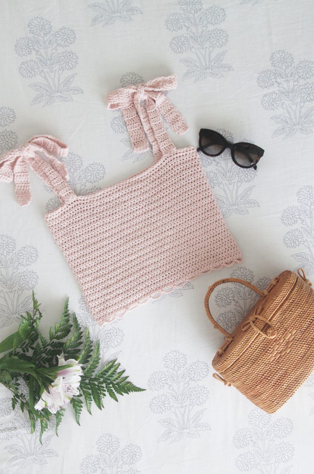 Crochet Tie Strap Scallop Top