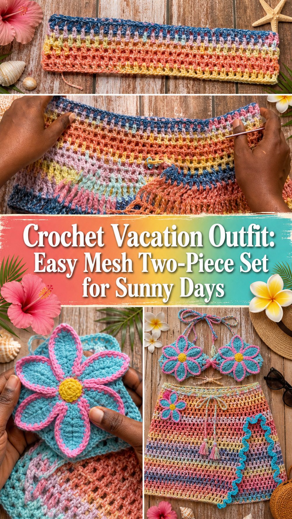 Crochet Vacation Outfit Easy Mesh Two Piece Set for Sunny Days
