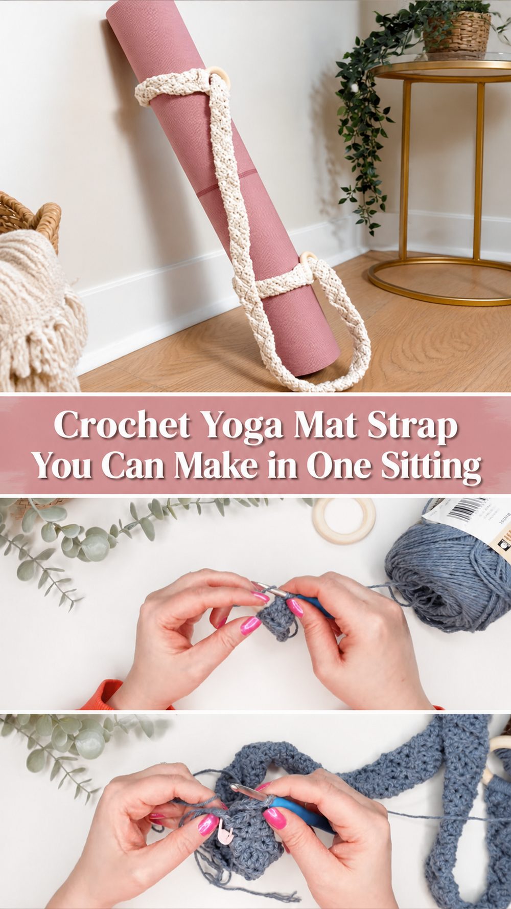 Crochet Yoga Mat Strap You Can Make in One Sitting