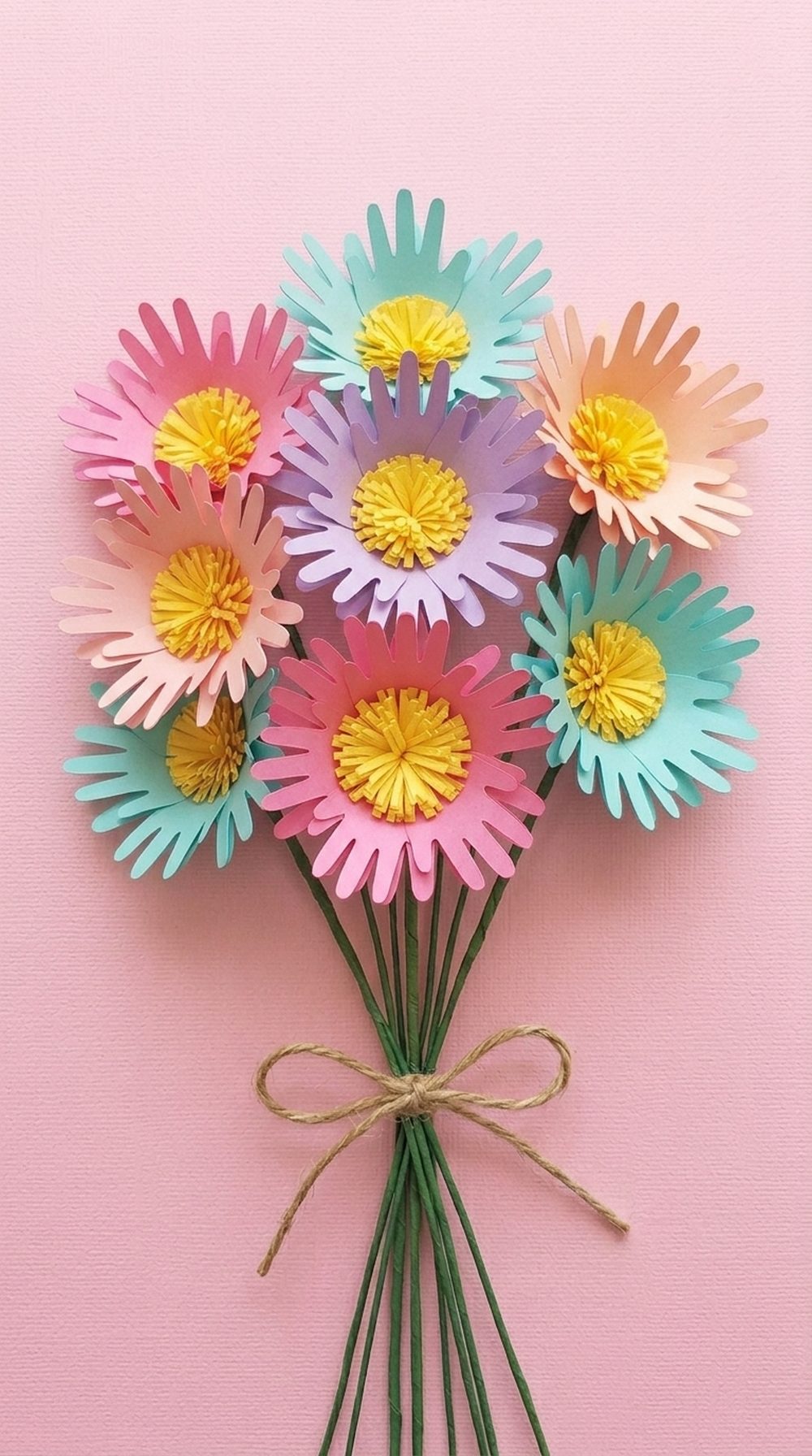Curled Handprint Flower Bouquet on Floral Wire