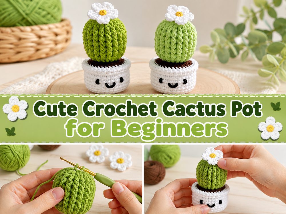 Cute Crochet Cactus Pot for Beginners s