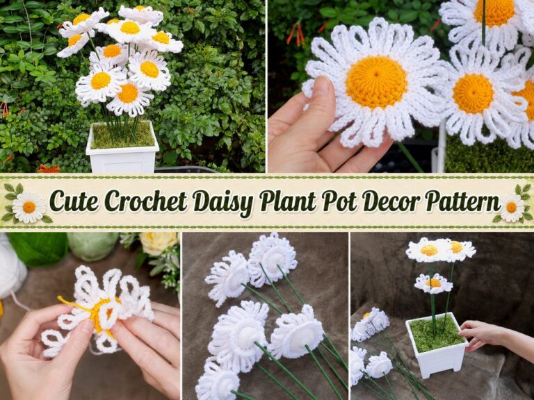 Cute Crochet Daisy Plant Pot Decor Pattern
