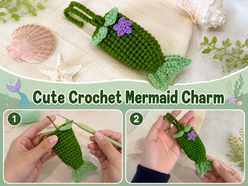 Cute Crochet Mermaid Charm z