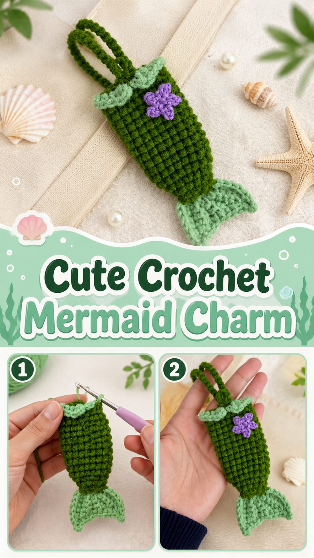 Cute Crochet Mermaid Charm