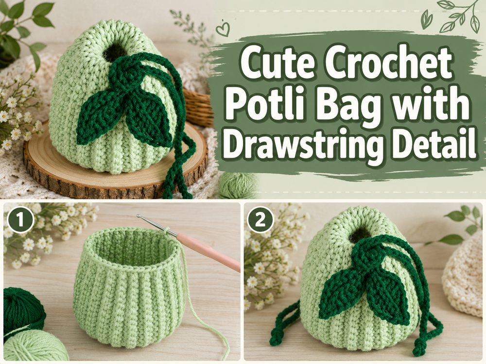 Cute Crochet Potli Bag with Drawstring Detail s