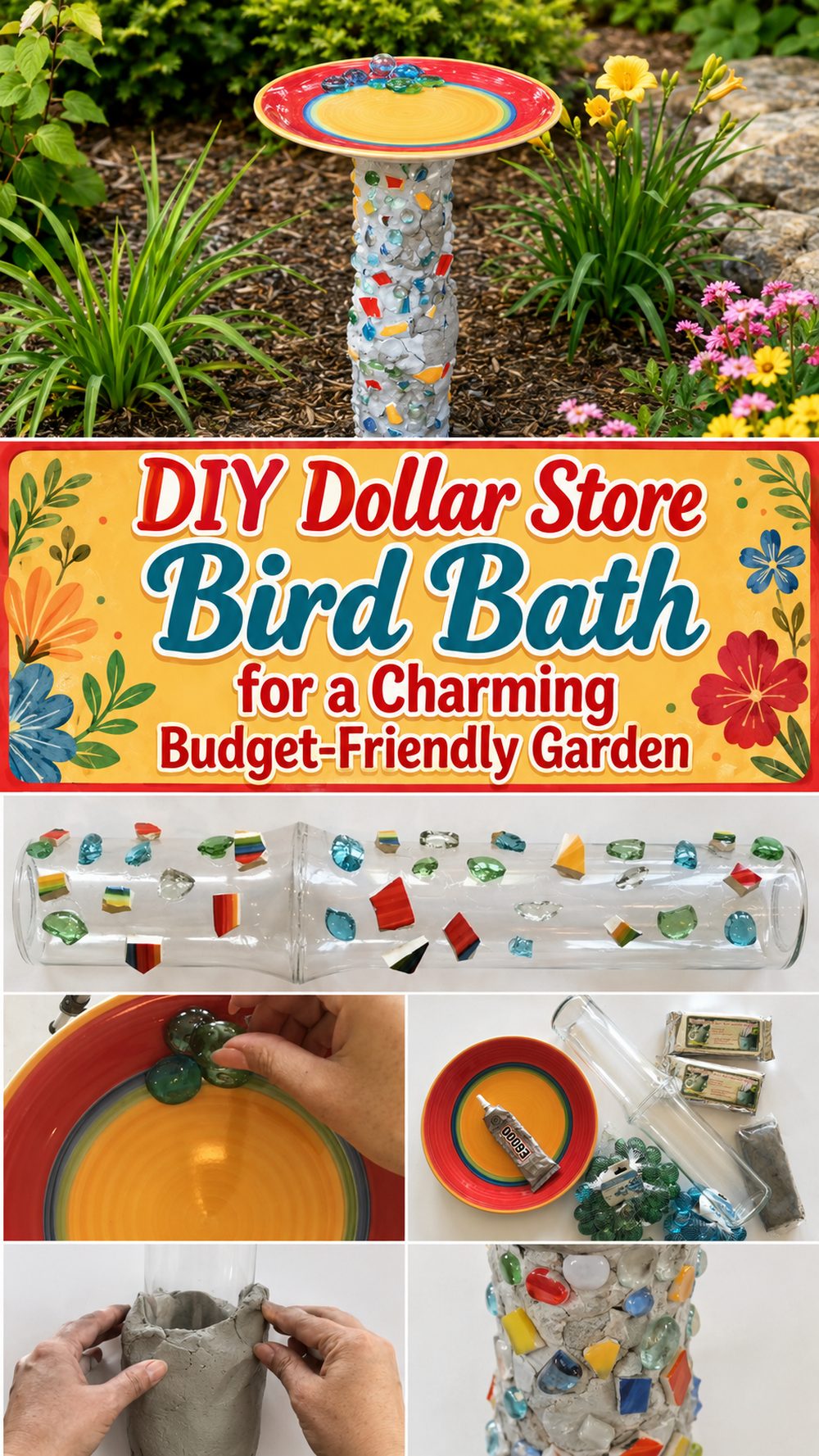 DIY Dollar Store Bird Bath for a Charming Budget Friendly Garden