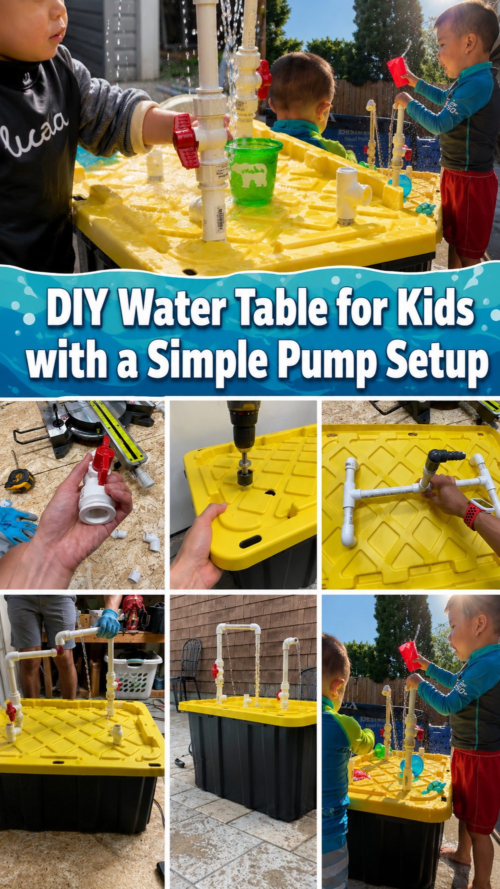 DIY Water Table for Kids with a Simple Pump Setup