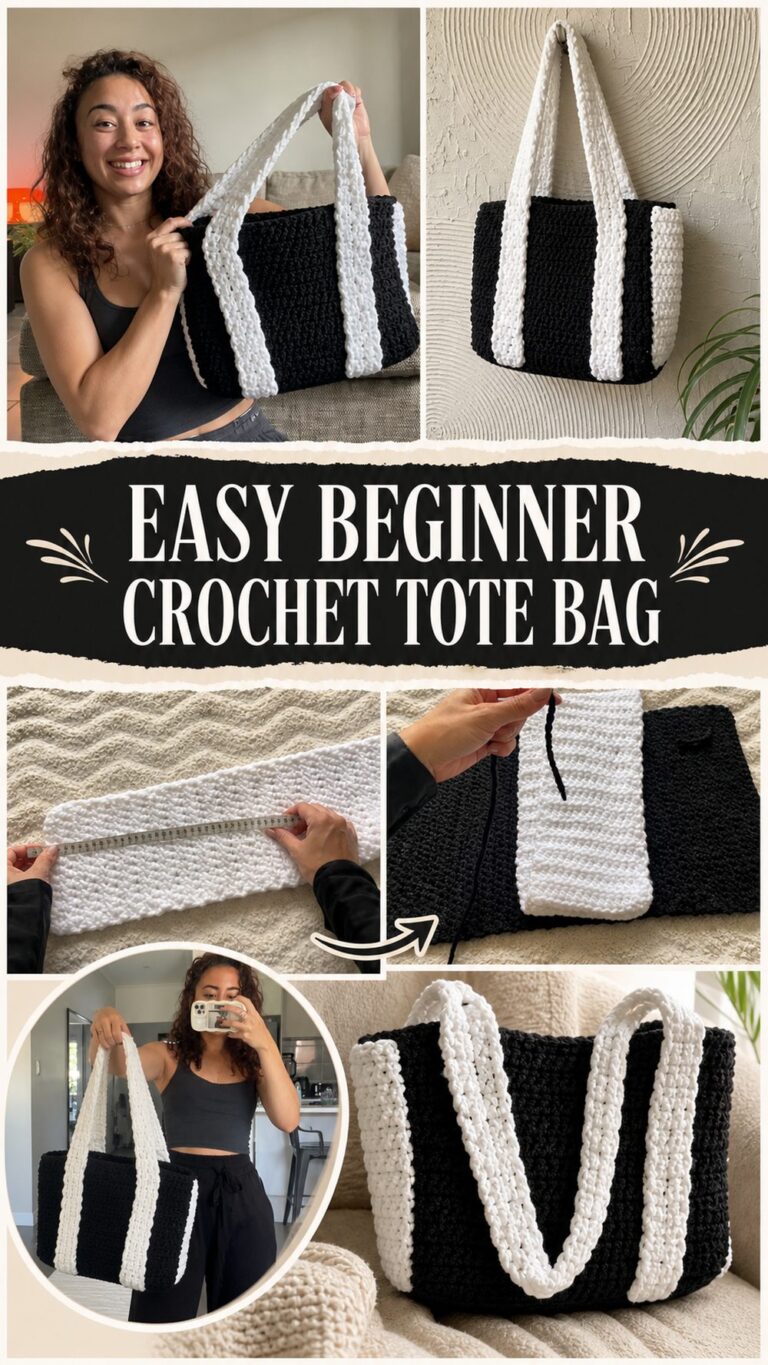 Easy Beginner Crochet Tote Bag - Katy Craft Ideas