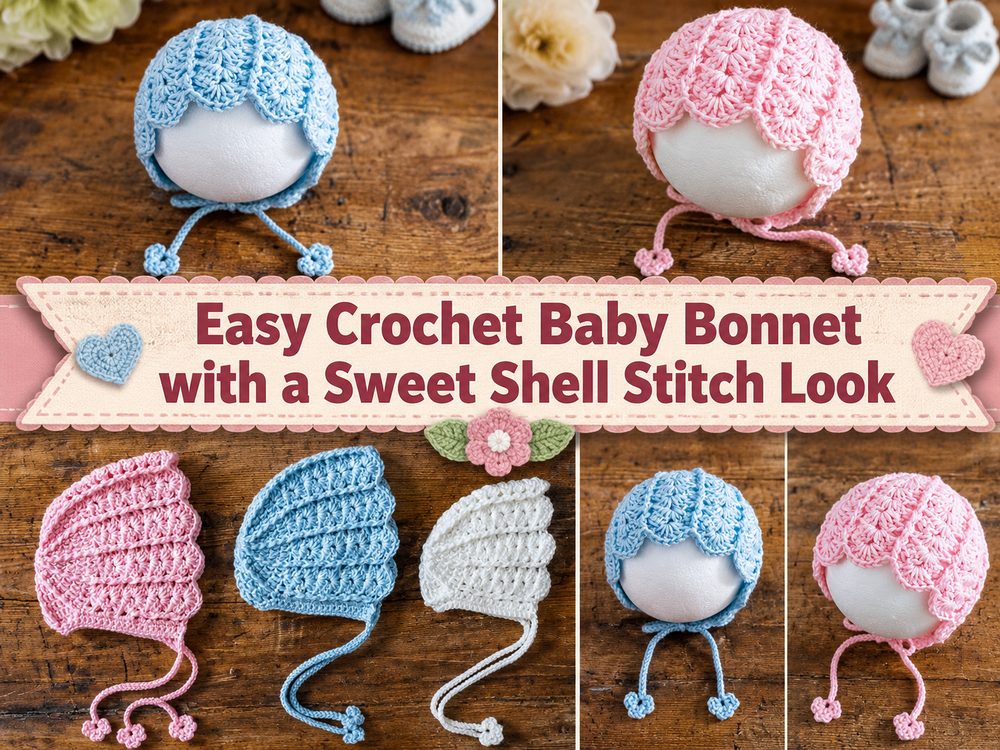 Easy Crochet Baby Bonnet with a Sweet Shell Stitch Look