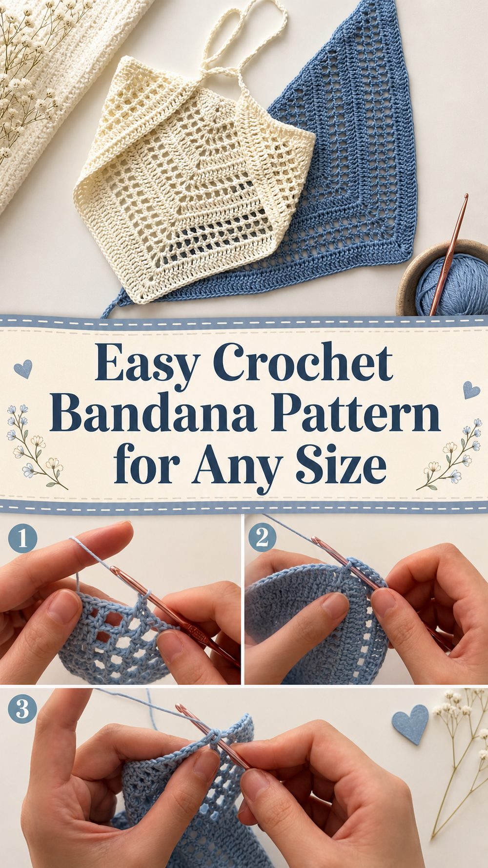Easy Crochet Bandana Pattern for Any Size