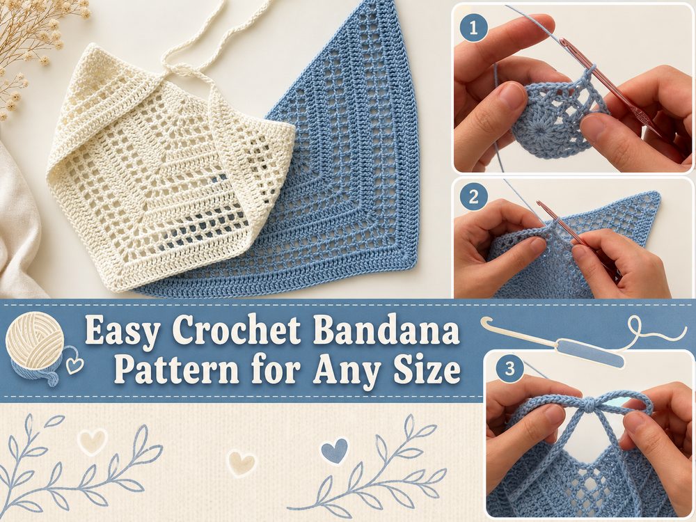 Easy Crochet Bandana Pattern for Any Size
