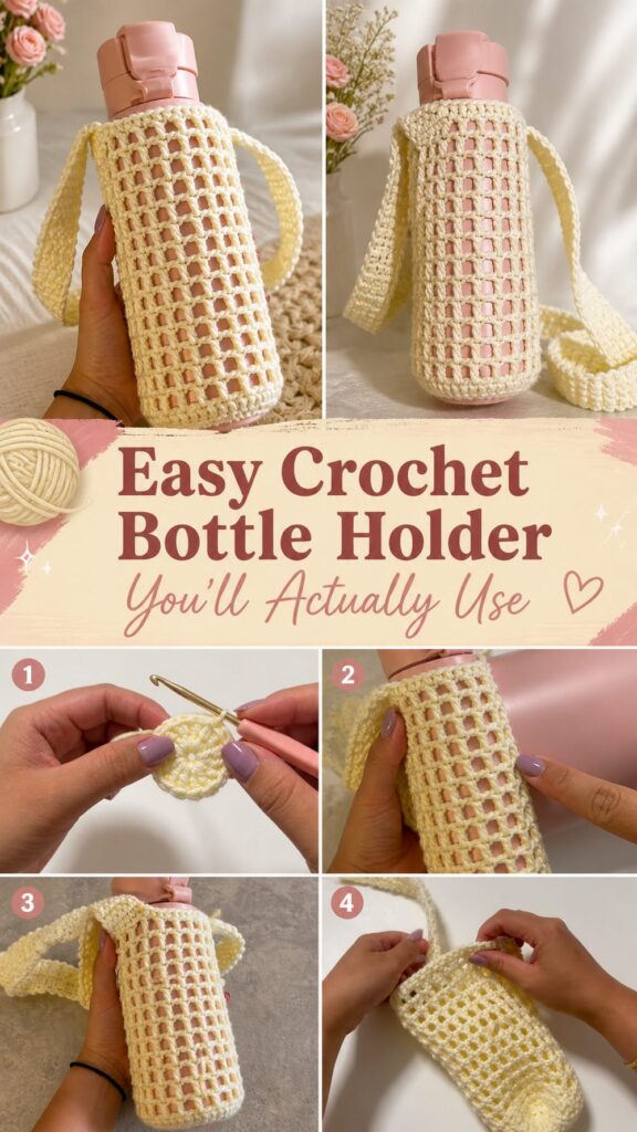 Easy Crochet Bottle Holder You’ll Actually Use - Katy Craft Ideas