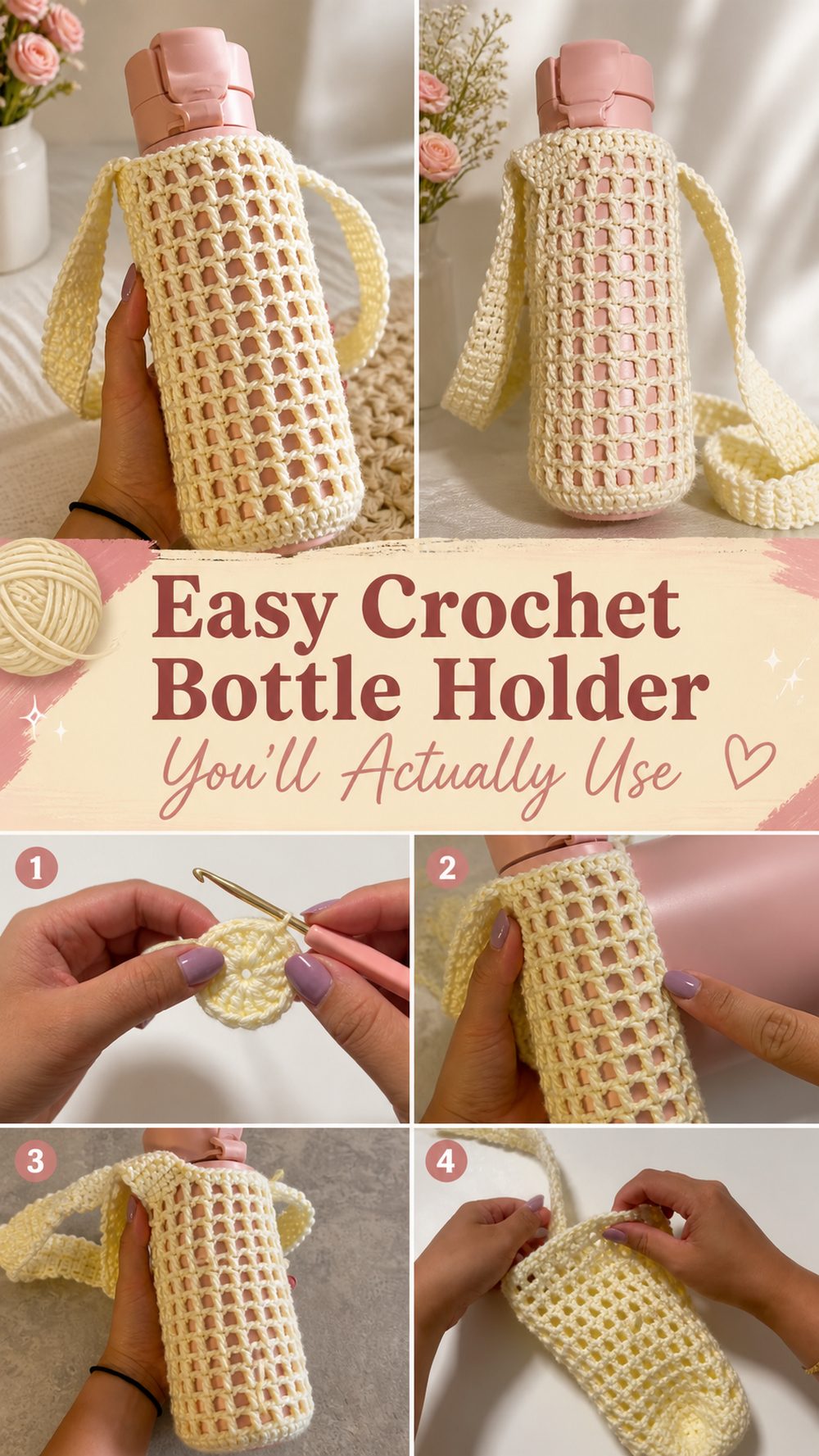Easy Crochet Bottle Holder You’ll Actually Use