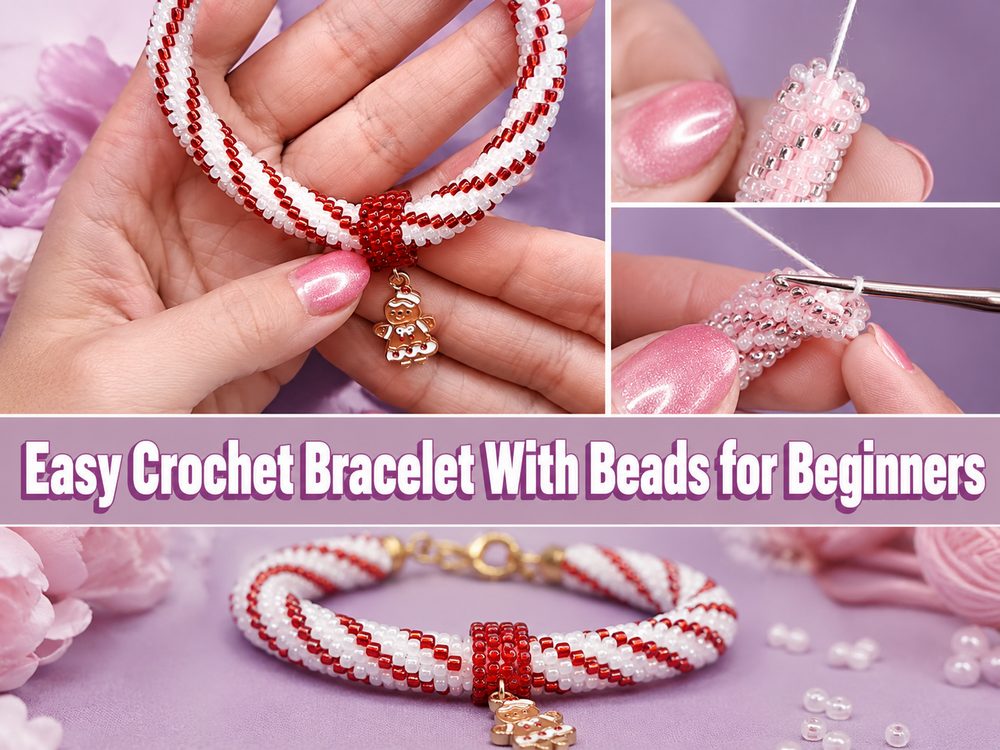 Easy Crochet Bracelet With Beads for Beginners