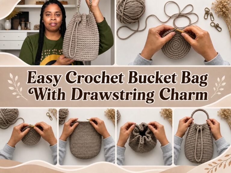 Easy Crochet Bucket Bag With Drawstring Charm