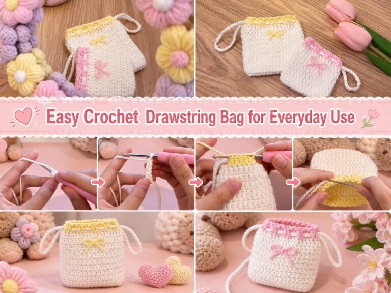Easy Crochet Bucket Bag With Drawstring Charm - Katy Craft Ideas