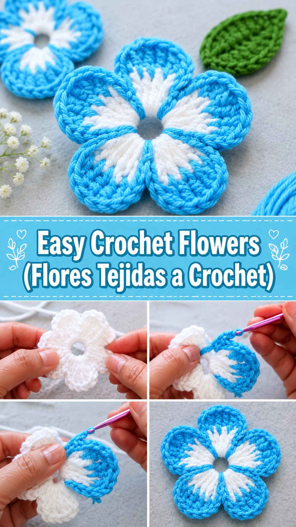 Easy Crochet Flowers (Flores Tejidas a Crochet)