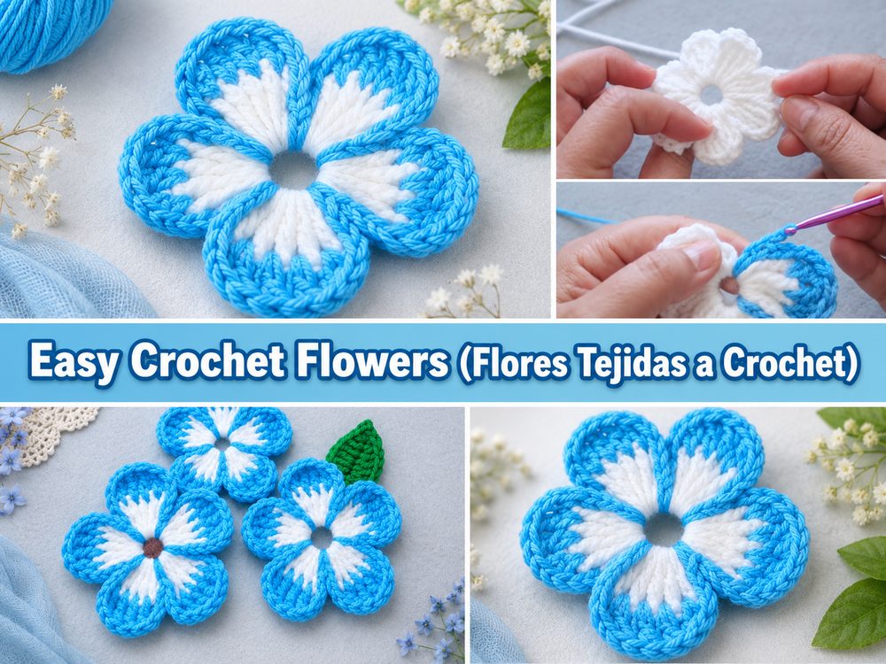 Easy Crochet Flowers (Flores Tejidas a Crochet)