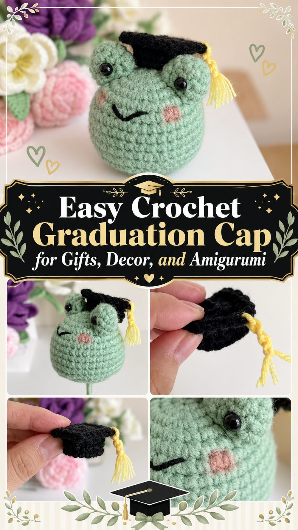 Easy Crochet Graduation Cap for Gifts, Decor, and Amigurumi