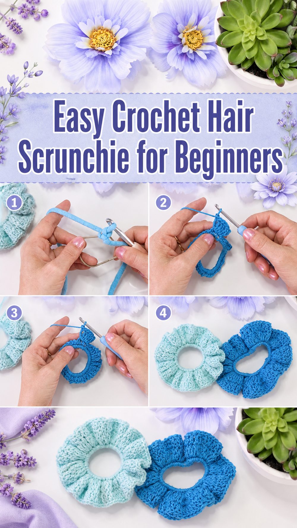 Easy Crochet Hair Scrunchie for Beginners
