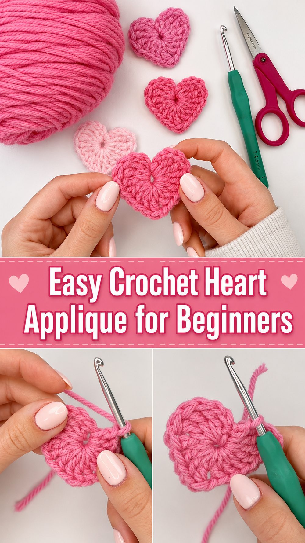 Easy Crochet Heart Applique for Beginners