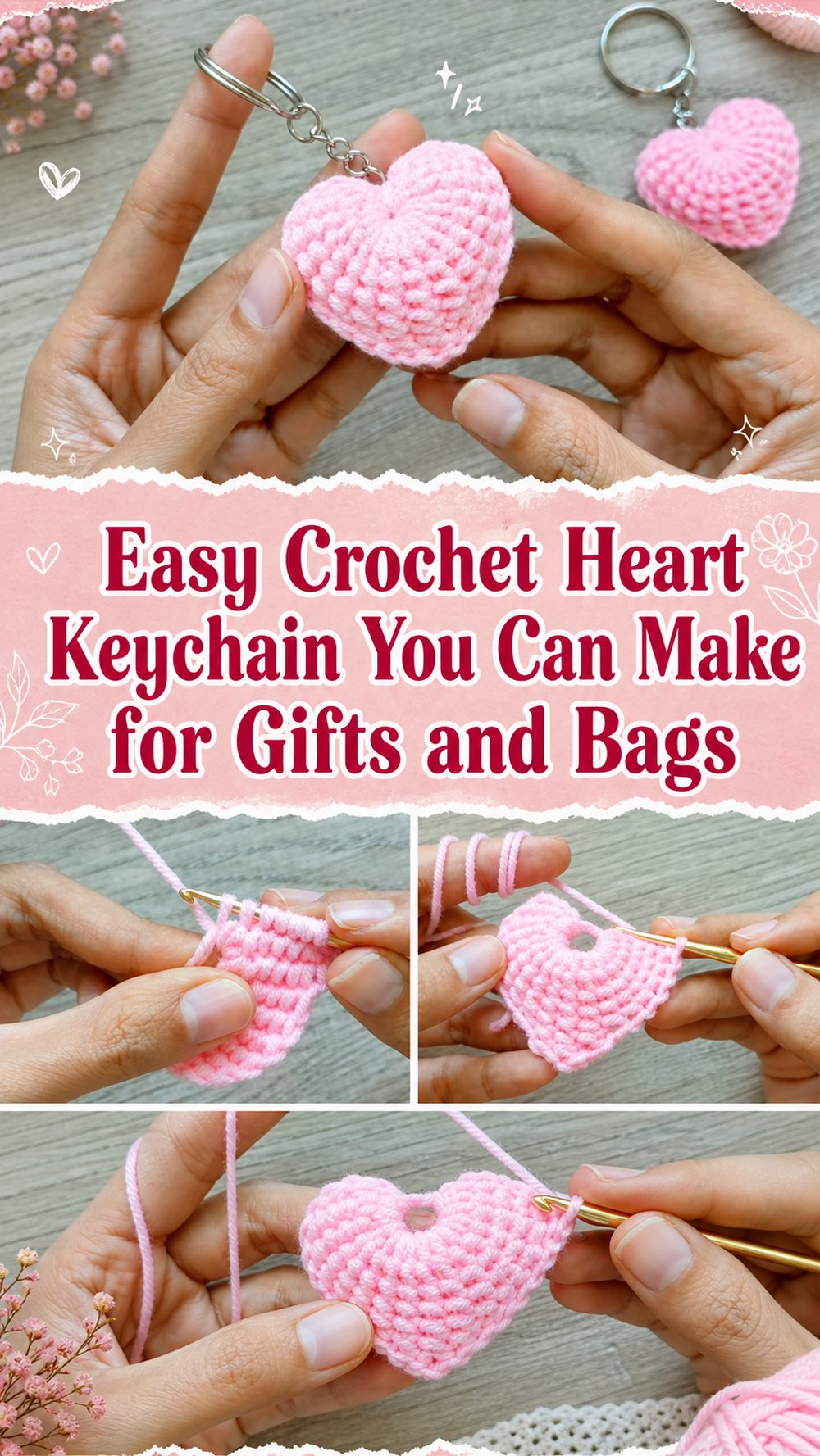 Easy Crochet Heart Keychain You Can Make for Gifts and Bags - Katy ...