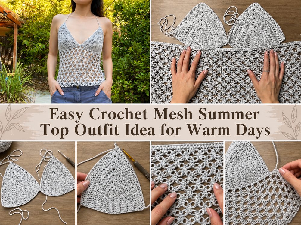 Easy Crochet Mesh Summer Top Outfit Idea for Warm Days