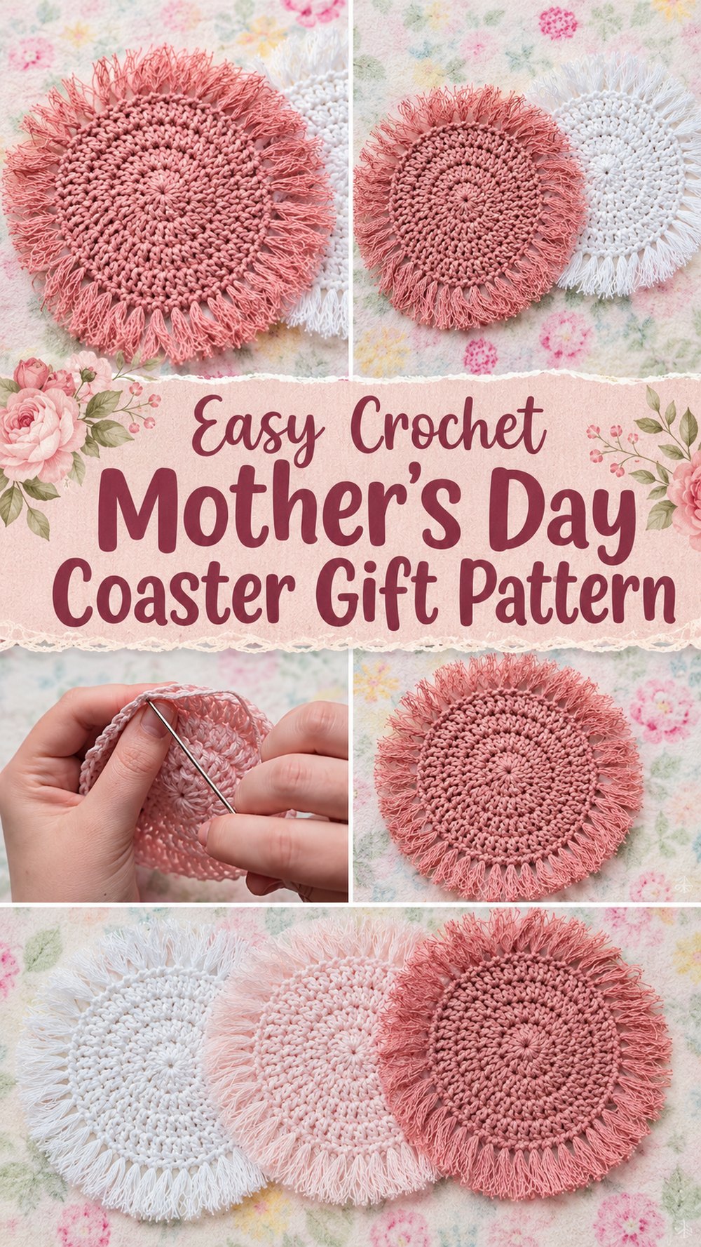 Easy Crochet Mother’s Day Coaster Gift Pattern