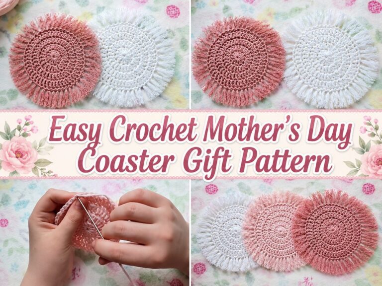 Easy Crochet Mother’s Day Coaster Gift Pattern