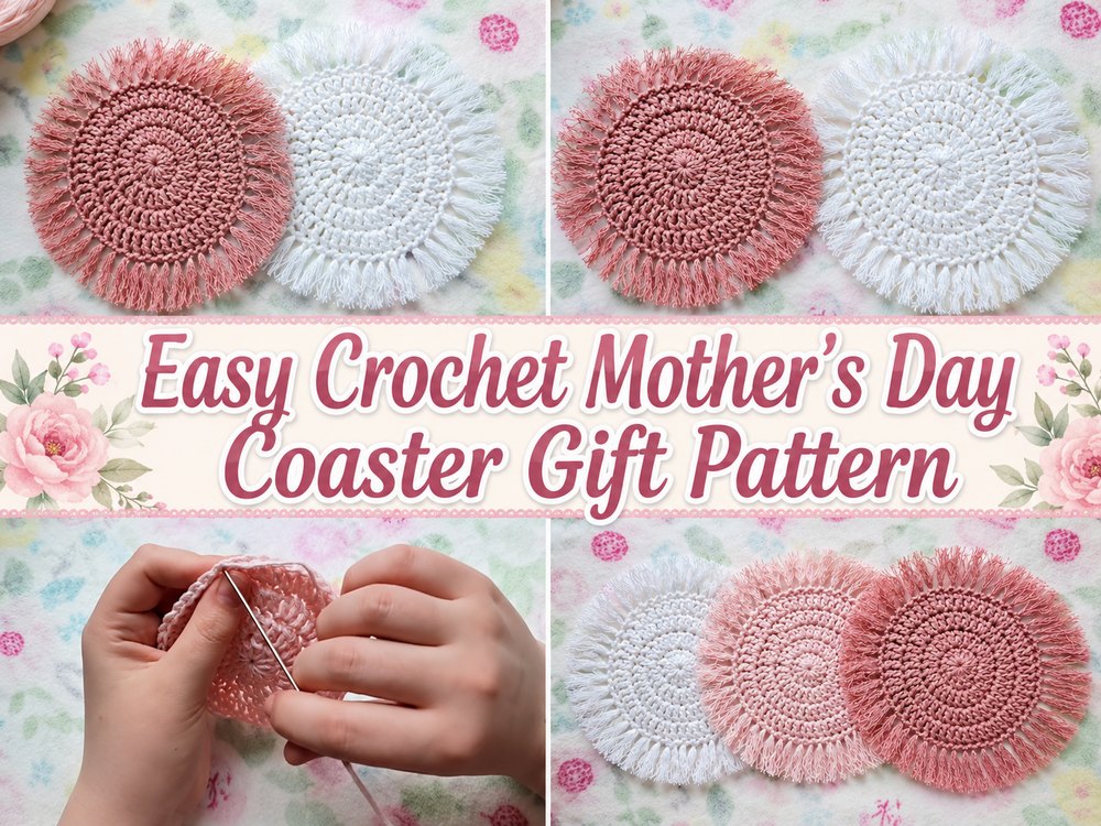 Easy Crochet Mother’s Day Coaster Gift Pattern