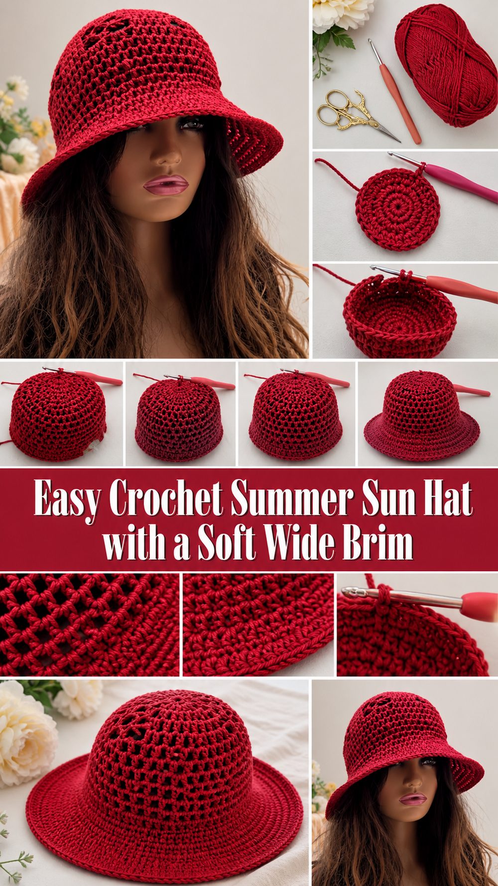 Easy Crochet Summer Sun Hat with a Soft Wide Brim