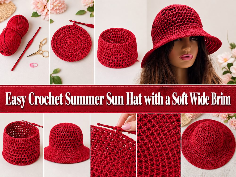Easy Crochet Summer Sun Hat with a Soft Wide Brim