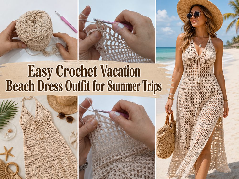 Easy Crochet Vacation Beach Dress Outfit for Summer Trips