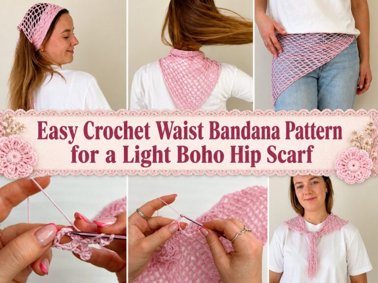 Easy Crochet Waist Bandana Pattern for a Light Boho Hip Scarf