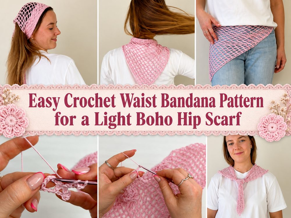Easy Crochet Waist Bandana Pattern for a Light Boho Hip Scarf