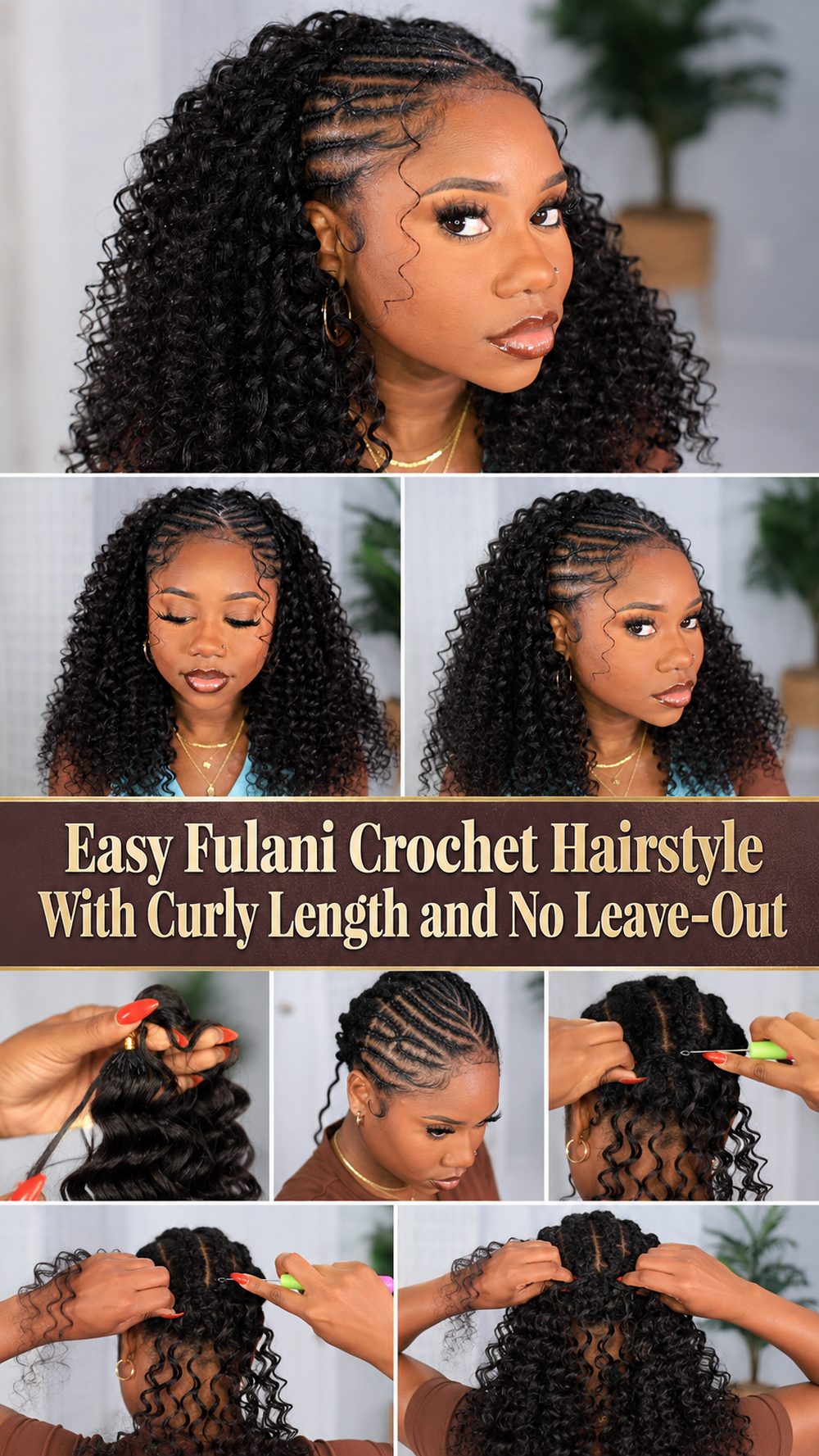 Easy Fulani Crochet Hairstyle With Curly Length and No Leave Out
