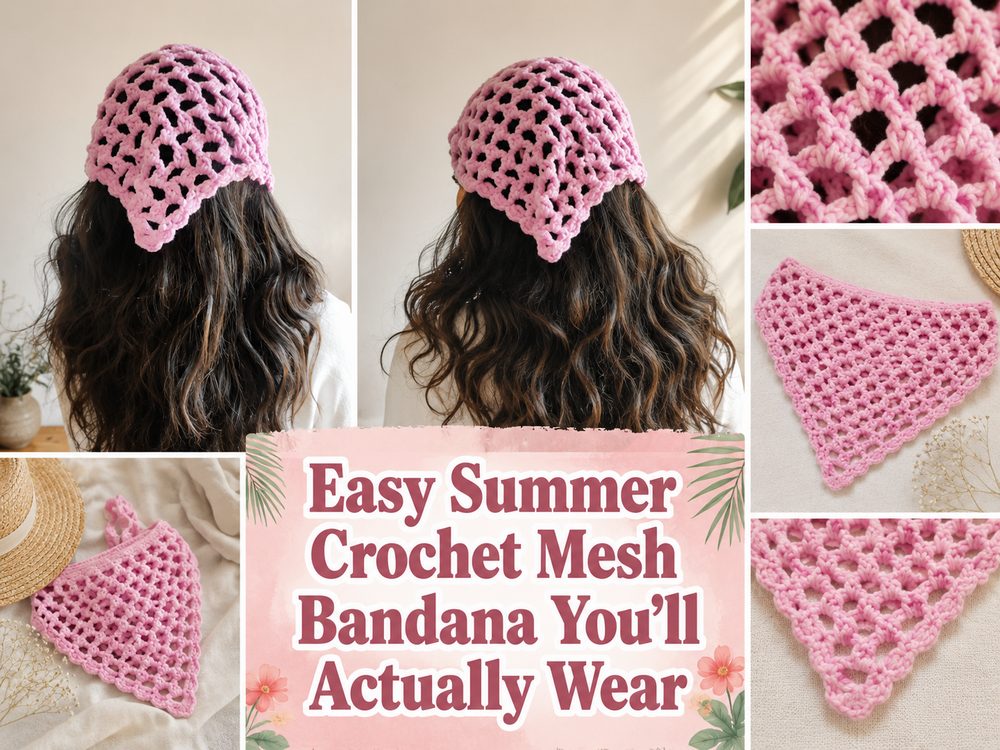Easy Summer Crochet Mesh Bandana You’ll Actually Wear
