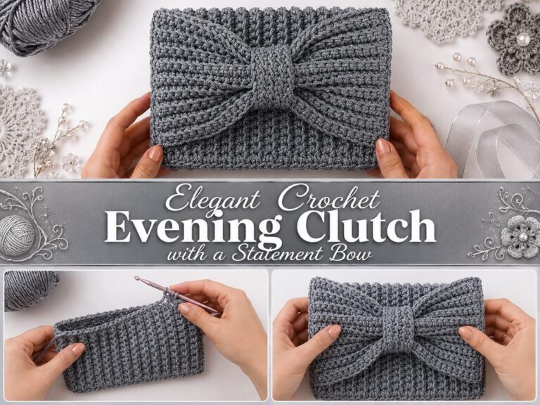 Elegant Crochet Evening Clutch with a Statement Bow